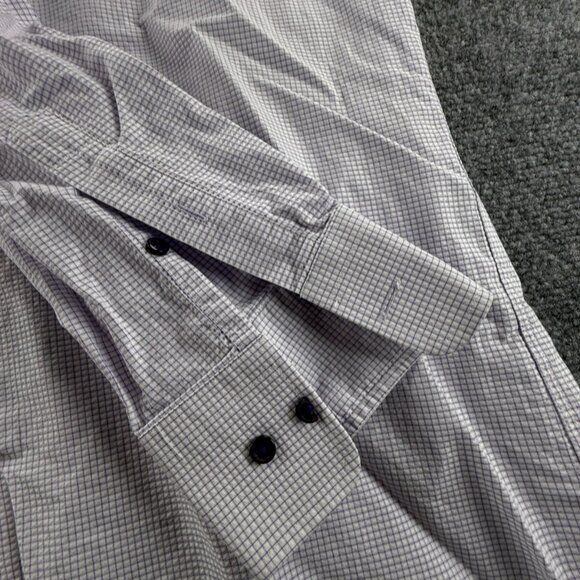 David Donahue Button Up Shirt Purple Check 16.5 34/35 Trim Fit Woven Adult Men - Picture 10 of 14